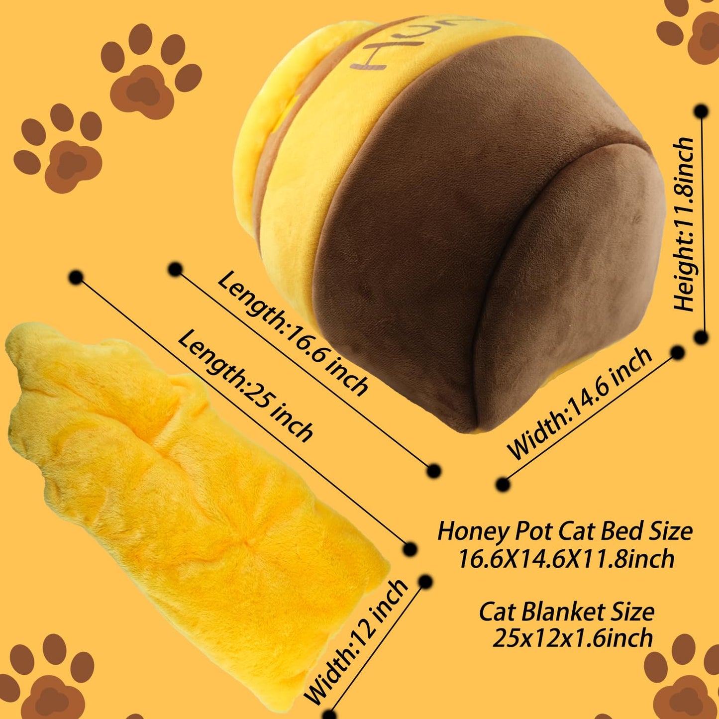 Honey Pot Cat Cave Bed, Soft and Thick Rebound Sponge Pet Nest Bed