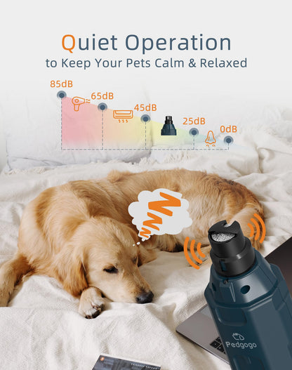 Pedgogo 6-Speed Dog Nail Grinder& 5 Grinding Heads Super Quiet Trimmer