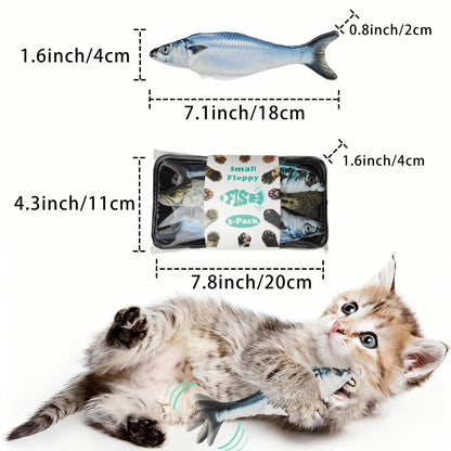 Satauko Realistic Floppy Fish Cat Toys, 3 Pack Mini-Sized, Moving Toys