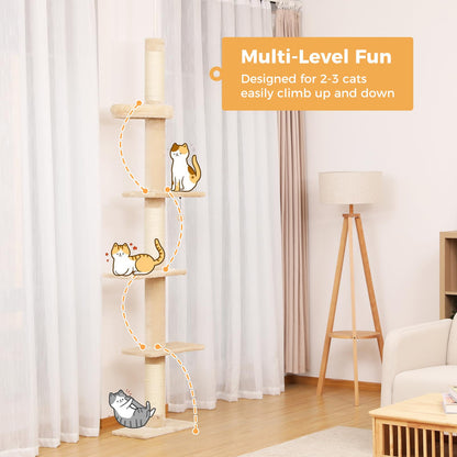 PETEPELA Floor to Ceiling Cat Tree, Cat Tower 5-Tier Height(95