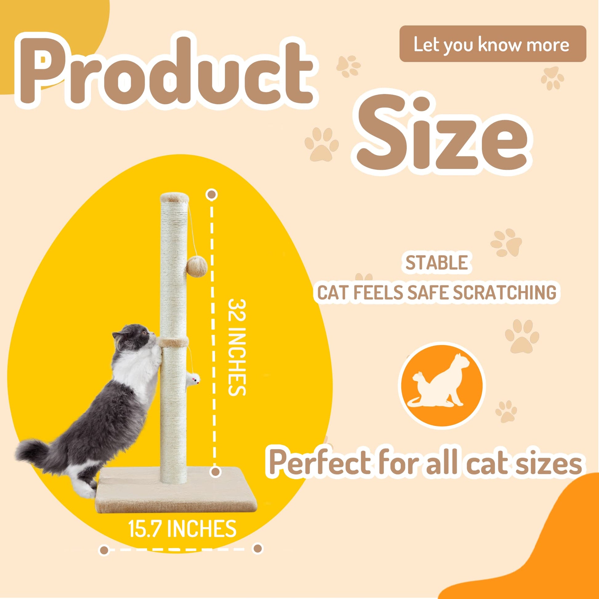 MeowHomm 32” Tall Cat Scratching Posts for Indoor Cats Adults Posts