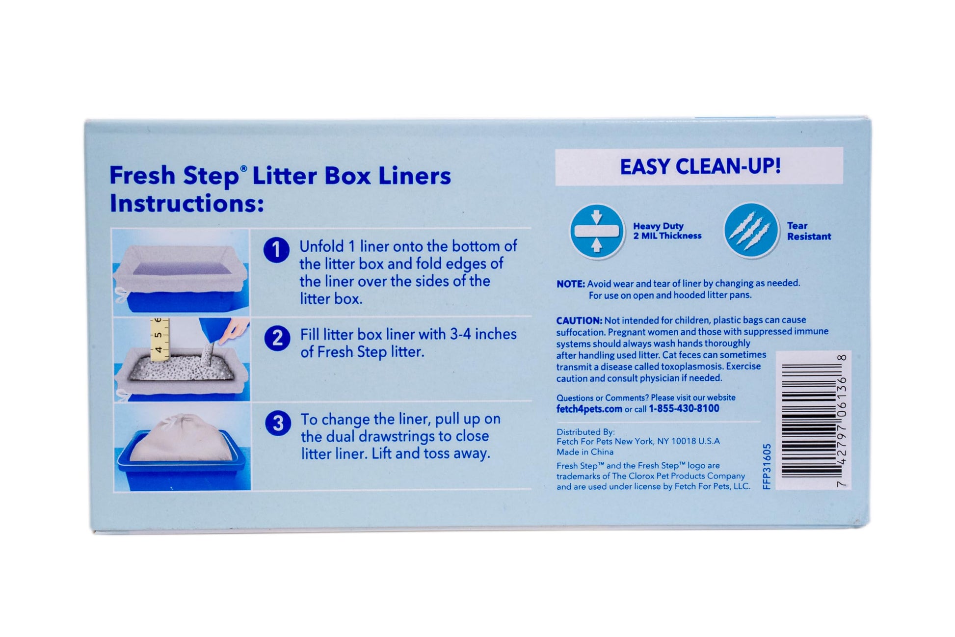 Fresh Step Drawstring Cat Litter Box Liners, Unscented Heavy Duty Box