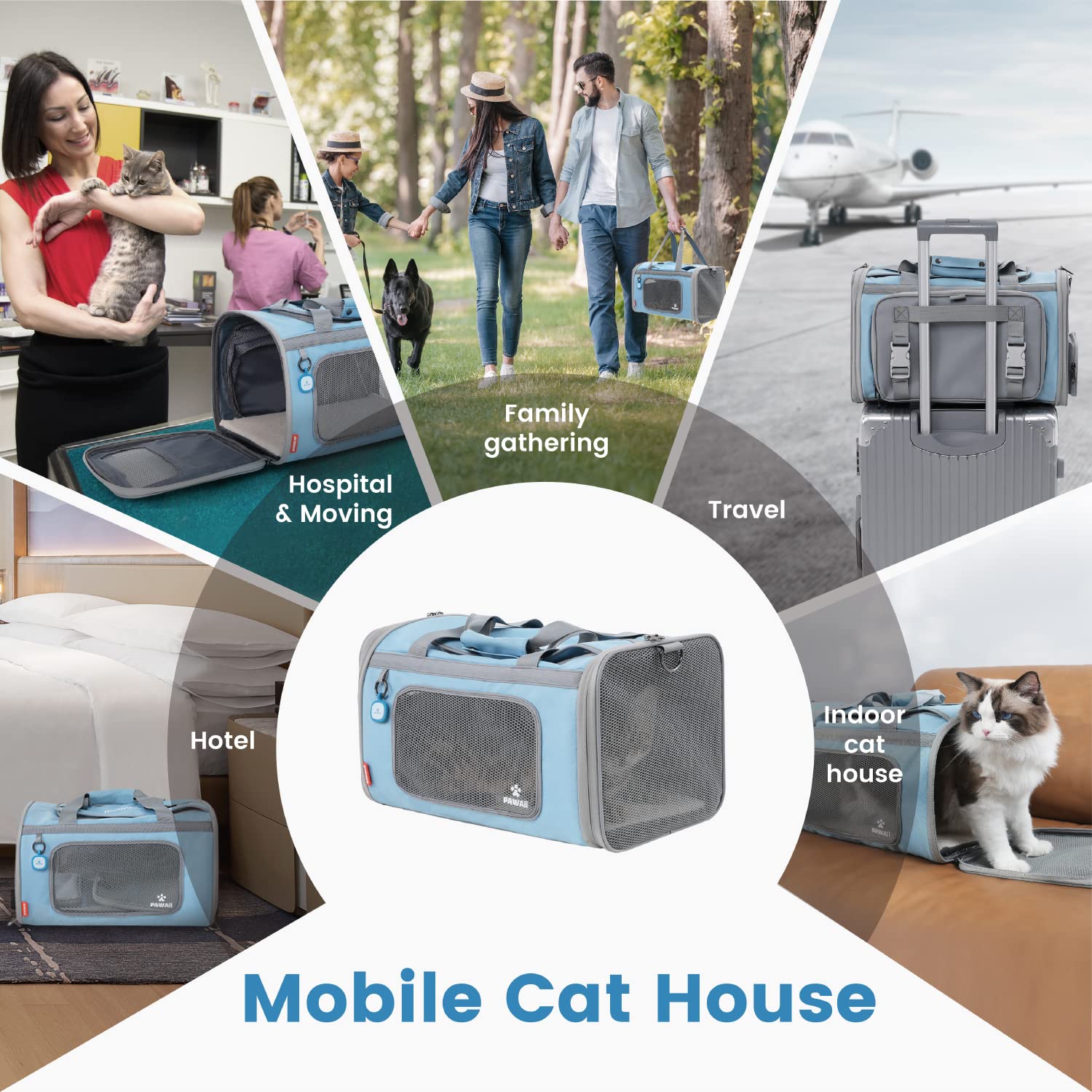 Pawaii Airline Approved Cat Carrier, Cat, Dog Carrier with ID Carrier