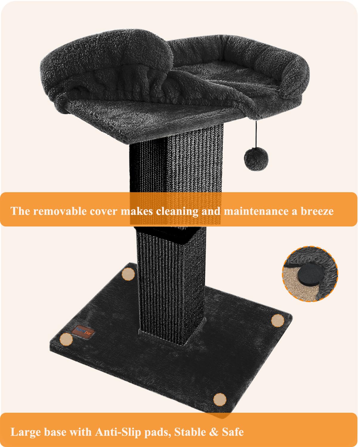 Karolpar 32" Cat Scratching Post for Indoor Cats, Sisal Cat Scratcher