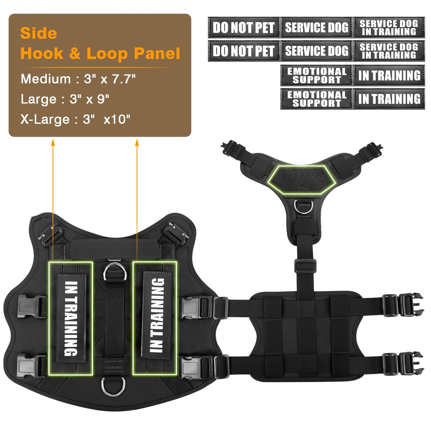 WINSEE Service Dog Vest Harness for Large Dog, Tactical Harness