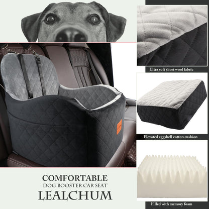 Lealchum Dog Booster Car Seat for Small/Medium Dogs, Memory Foam Seat