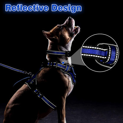 WINSEE Reflective Dog Harness, Collar Leash Set, No Pull Collar