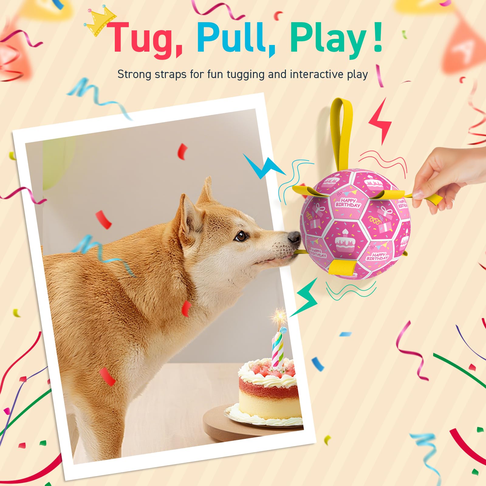 QDAN Dog Birthday Toys, Squeaky Dogs Toys, Dog Soccer Ball