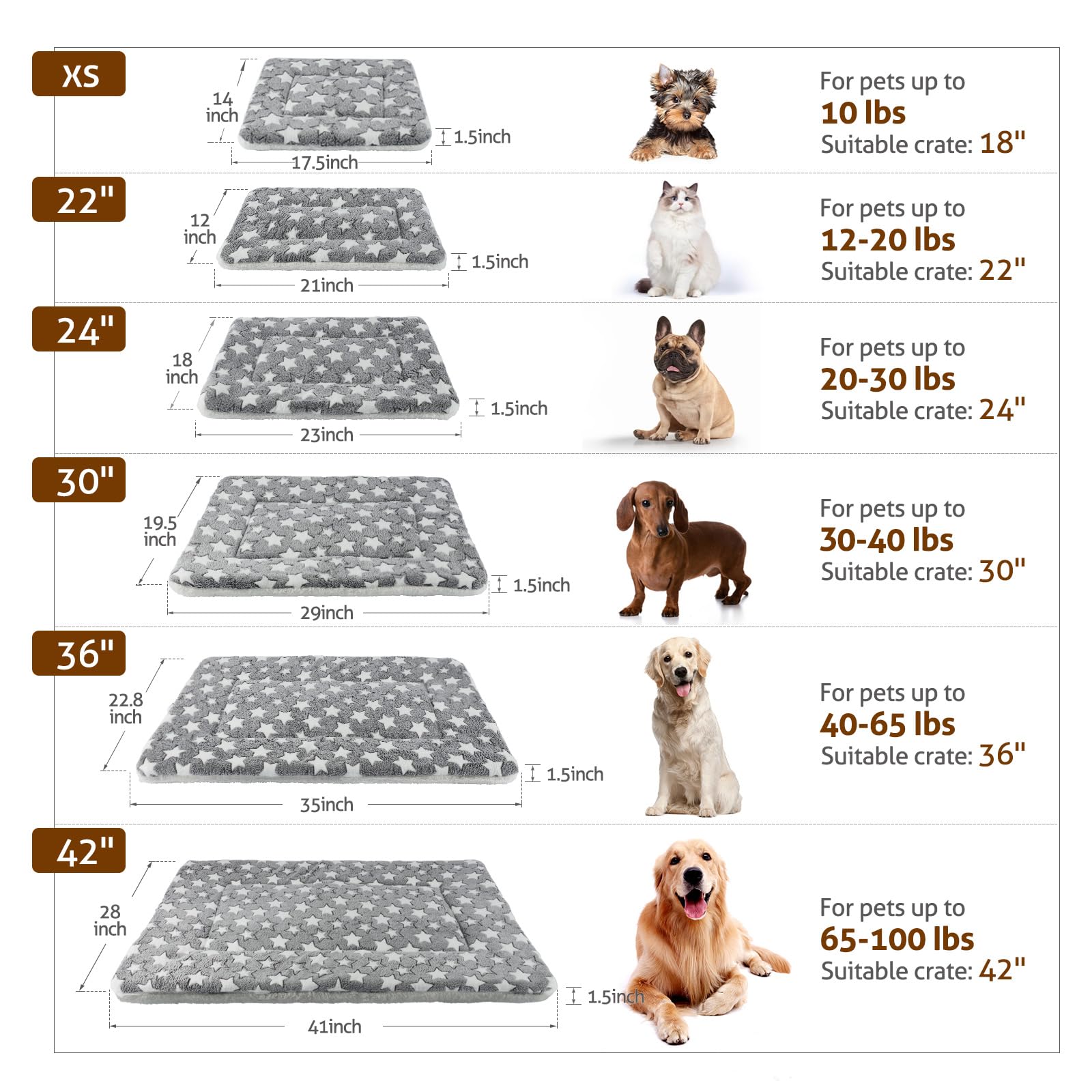 Mora Pets Dog Crate Pad Ultra Soft Pet Bed With Cute Star Print Crate