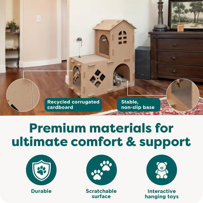 FurHaven Castle Tower Multi-Level Cardboard Cat House for Indoor House