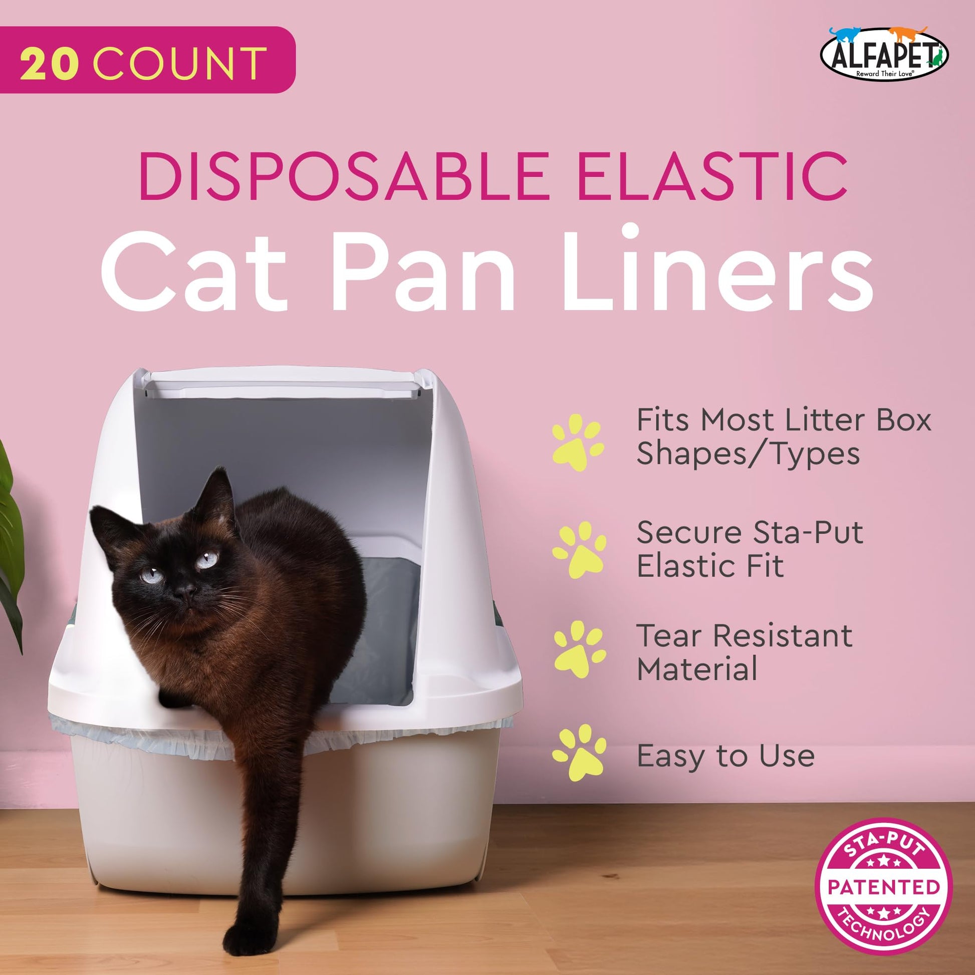 Alfapet Cat litter box liners, Elastic bags liners, 20 Count Box