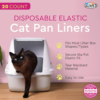 Alfapet Cat litter box liners, Elastic bags liners, 20 Count Box