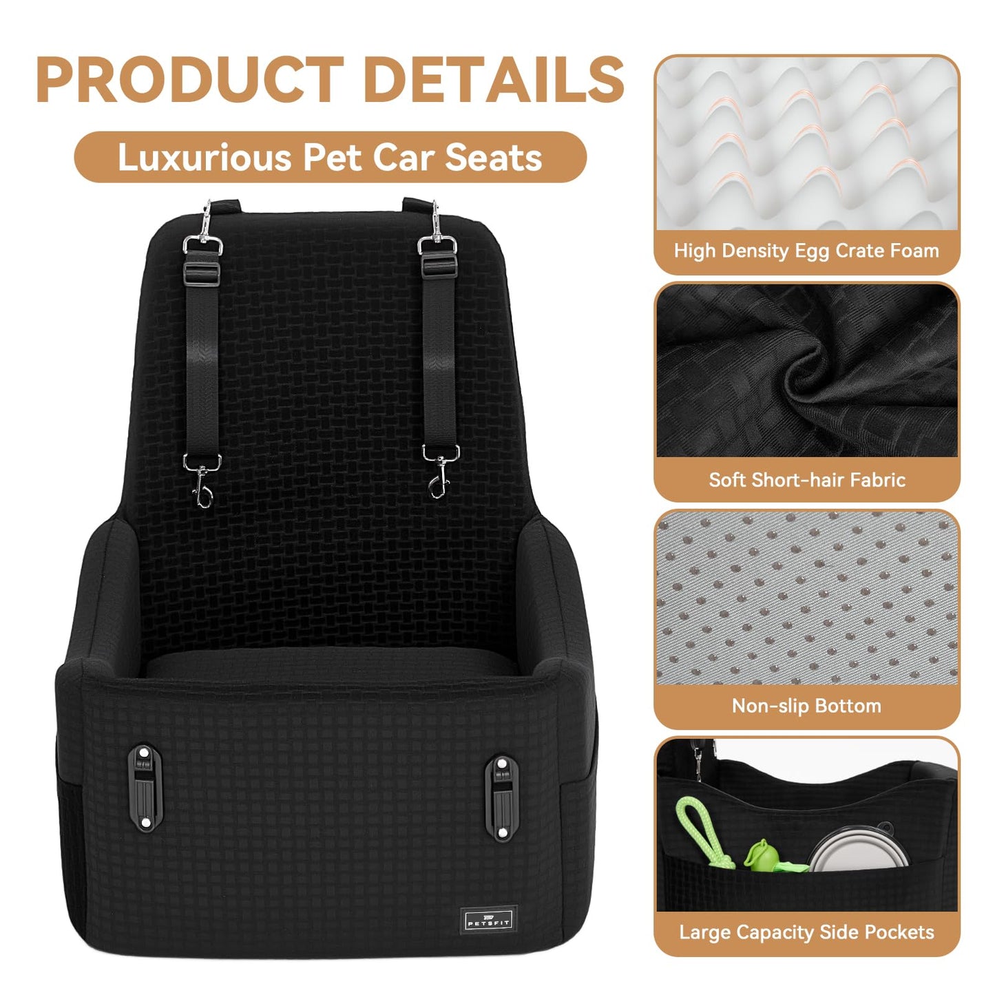 PETSFIT Dog Booster Car Seat for Small/Medium Dogs Up to Patented Seat