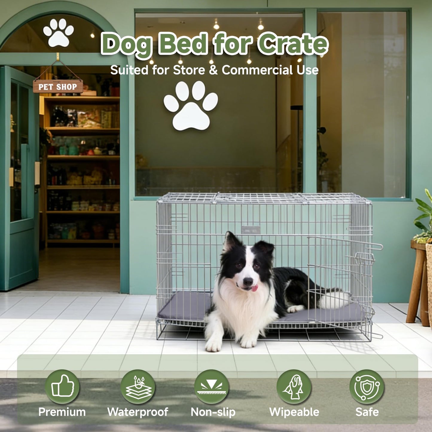 WAYIMPRESS Dog Crate Pad, Double-Sided Waterproof Crate Mat Bed