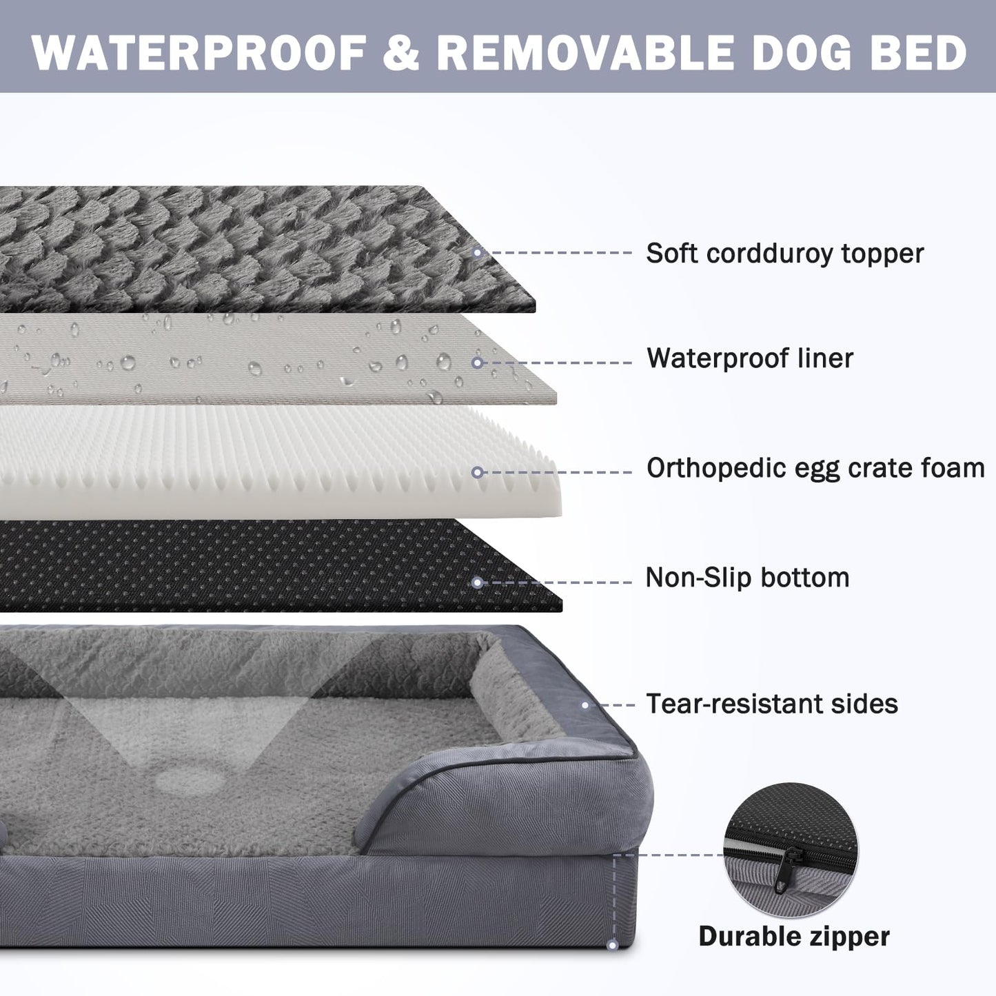 INVENHO Orthopedic Extra Large Dog Bed, XXL Waterproof Dog Sofa