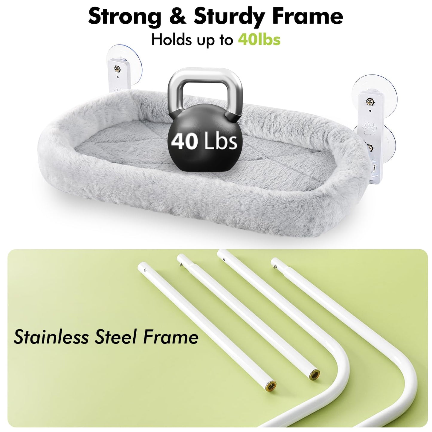 AMOSIJOY Cordless Cat Window Perch, Cat Hammock for Wall with 4 Beds