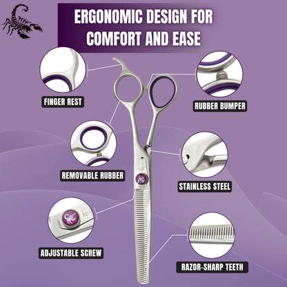Kenchii Scorpion Dog Grooming Scissors, 46 Tooth Thinning Shears