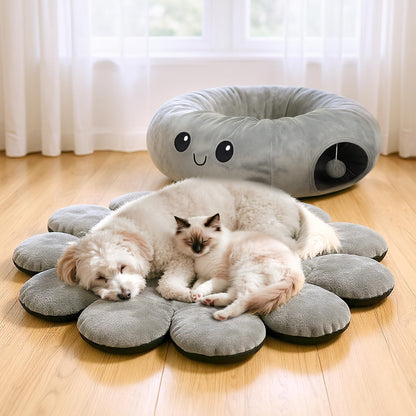 VIEFIN Cat Tunnel Bed for Indoor Cats, Peekaboo Cat Cave Bed with Bed