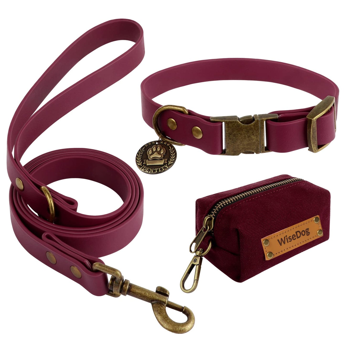 Wisedog Waterproof Dog Collar and Leash Set, Adjustable Puppy Collar