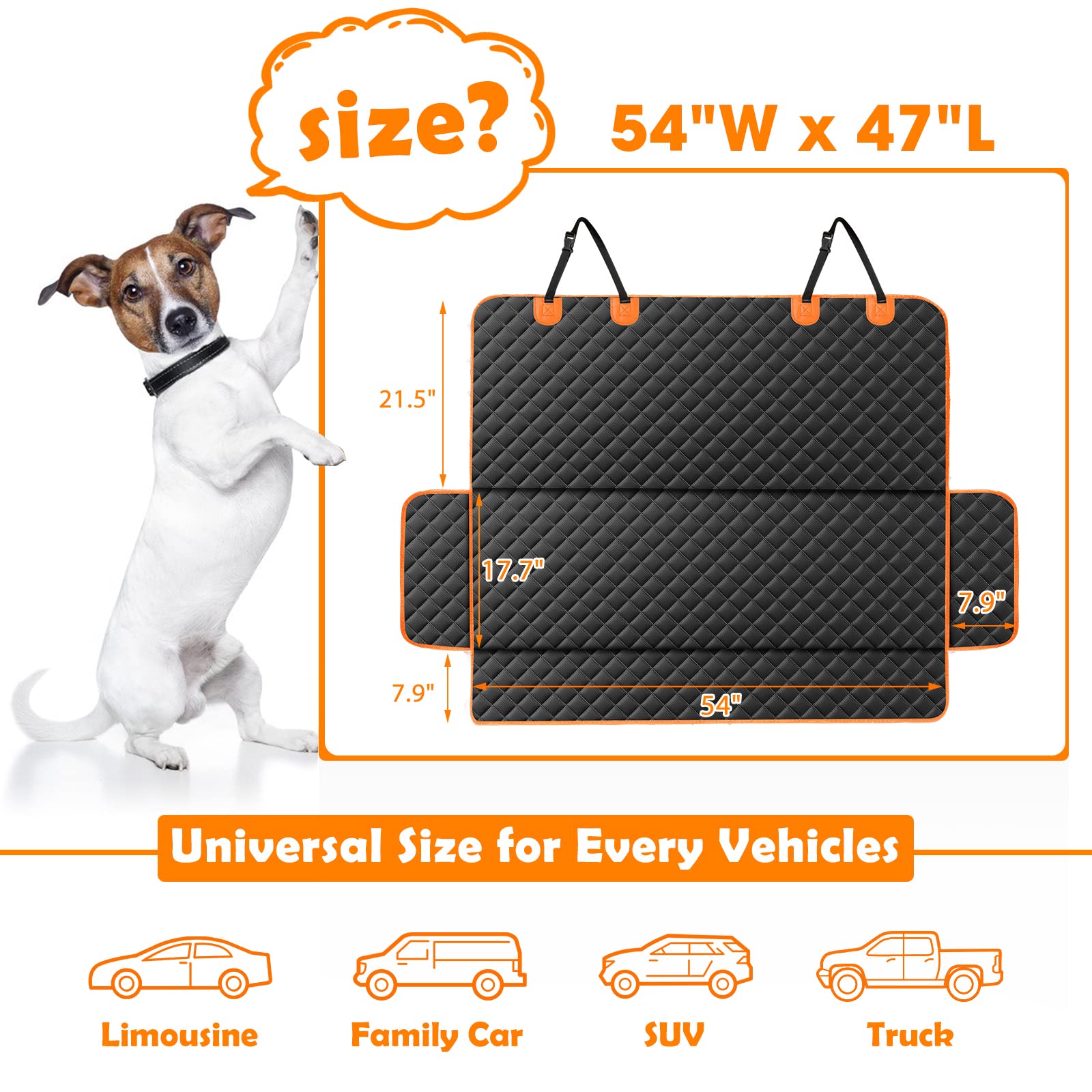 MIXJOY Dog Seat Cover for Back Seat Waterproof Dog Seat Covers Seat