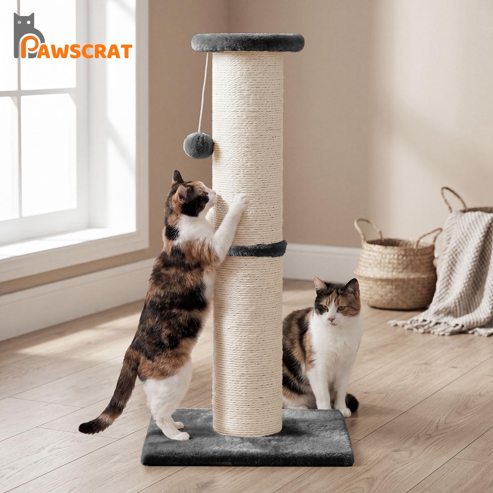 PAWSCRAT Cat Scratching Post 32" Tall, Large Diameter Scratcher