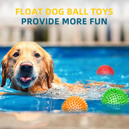 SHARLOVY 3'' Squeaky Balls for Small Dogs, 4 Colors Spiky Dog Balls