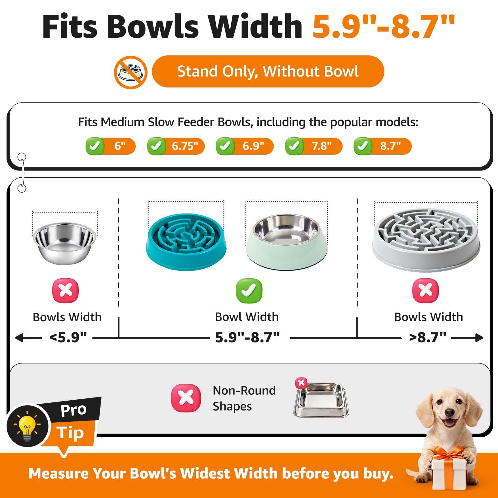 LOOBANI Raised Dog Bowl Stand: Adjustable Width Elevated Dog Bowl