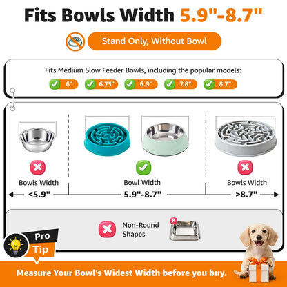 LOOBANI Raised Dog Bowl Stand: Adjustable Width Elevated Dog Bowl
