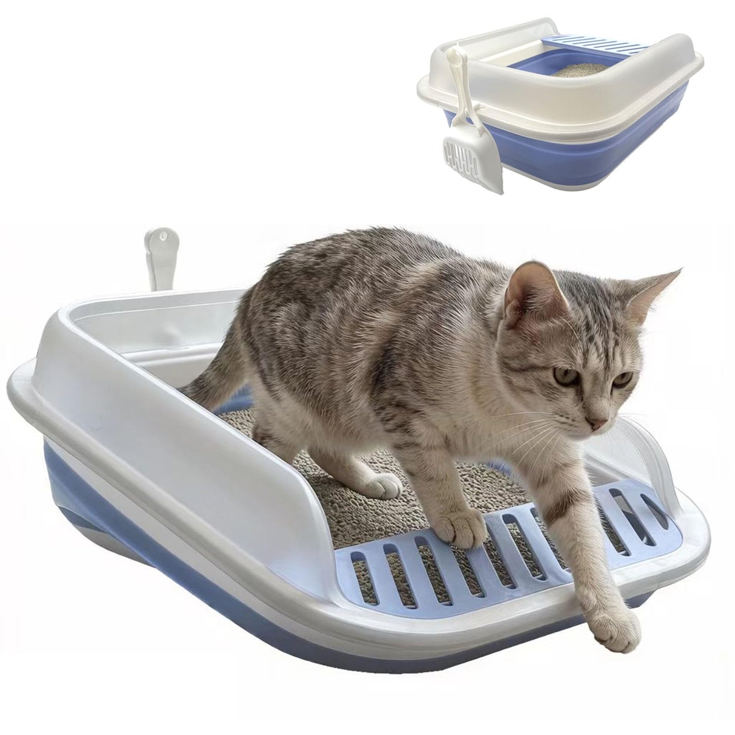 Collapsible Kitten Litter Box, Open Small Cat Litter Box