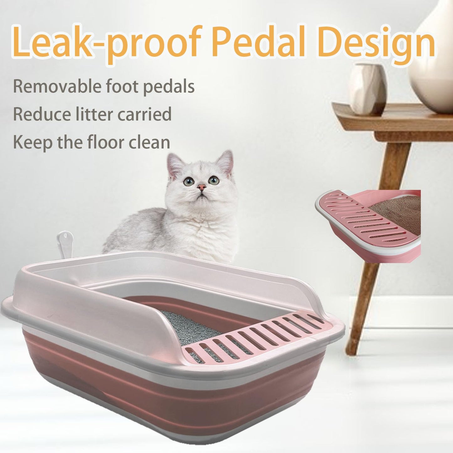 Low Entry Kitten Litter Box,Collapsible Cat Litter Box, Open Box