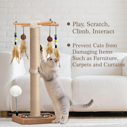 PAROTO Cat Scratching Post, Sisal Cat Tree Tower Scratcher for Tower