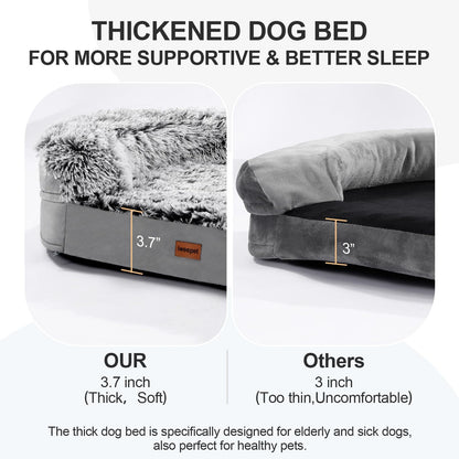 iweepet Thickened Orthopedic Dog Beds for Extra Large Dogs, Fluffy Bed