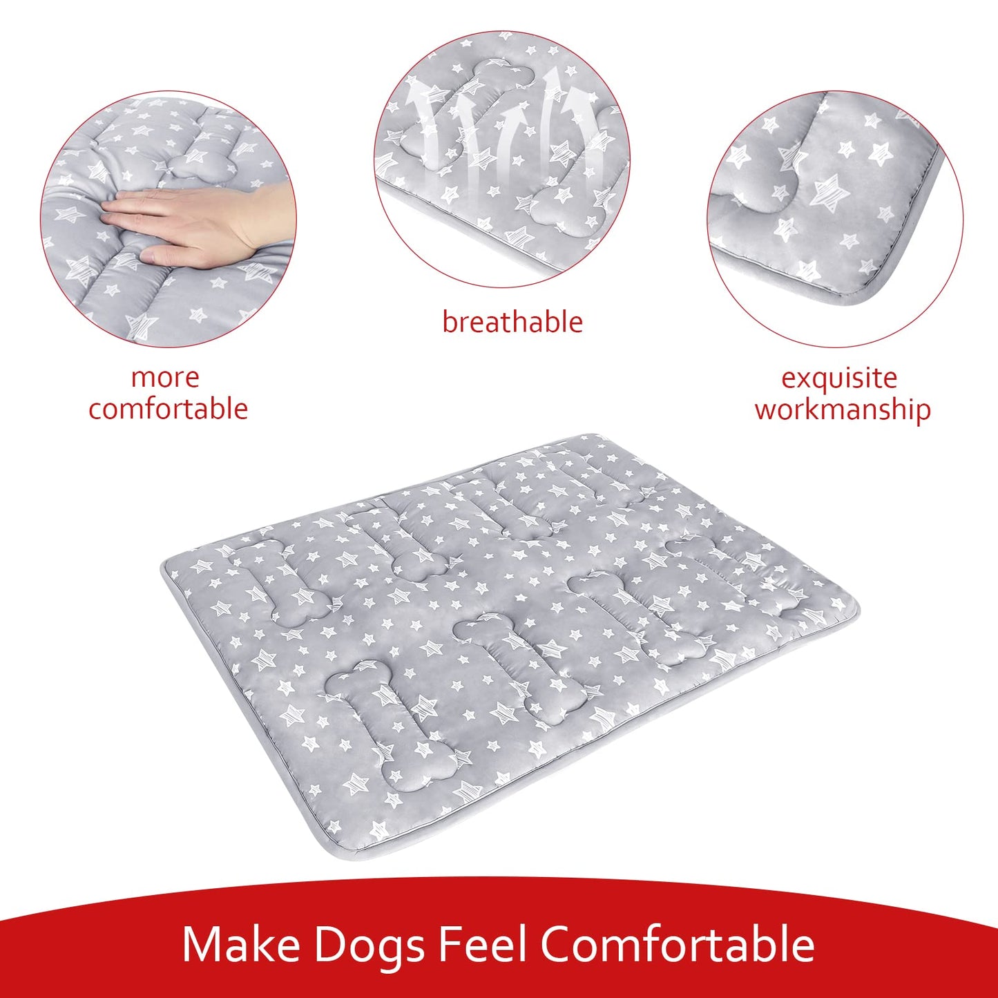 Dog Crate Mat (42" X 28"), Soft Dog Bed Mat with Cute Prints Bed