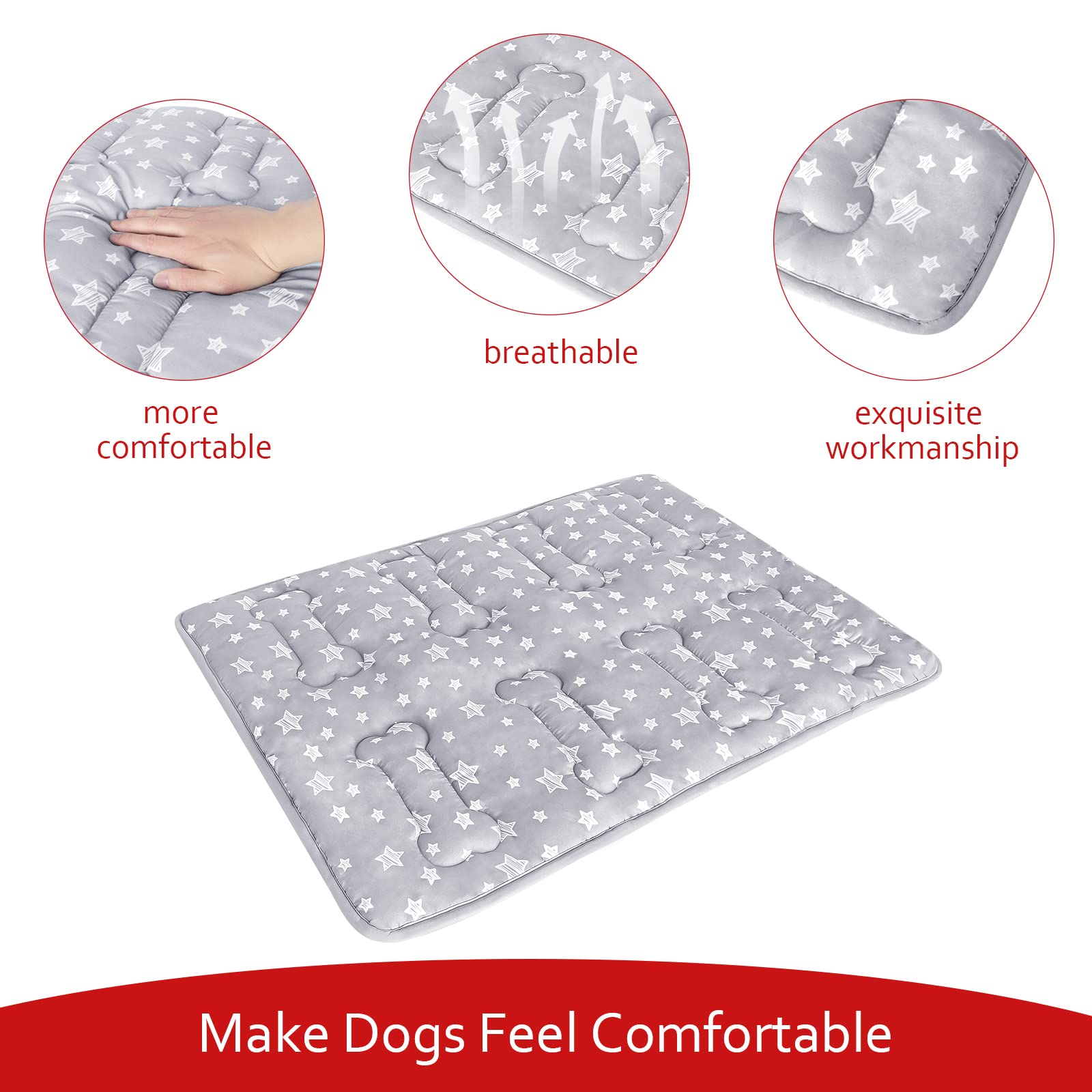 Dog Crate Mat (42" X 28"), Soft Dog Bed Mat with Cute Prints Bed