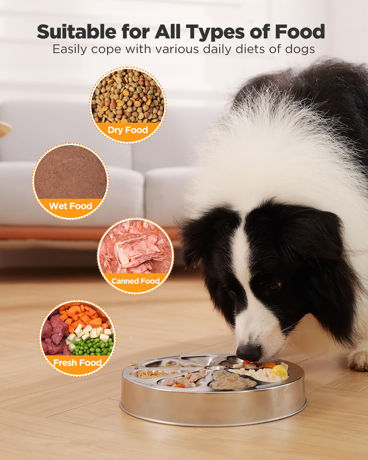 Oiwliur Slow Feeder Dog Bowls Stainless Steel Non-Slip Metal Bowl