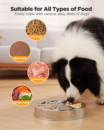 Oiwliur Slow Feeder Dog Bowls Stainless Steel Non-Slip Metal Bowl