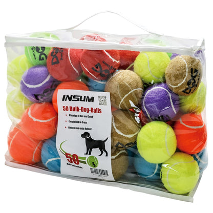 INSUM Tennis Balls for Dogs Bulk 50 Pack 2.5'' Durable Non-Toxic Balls