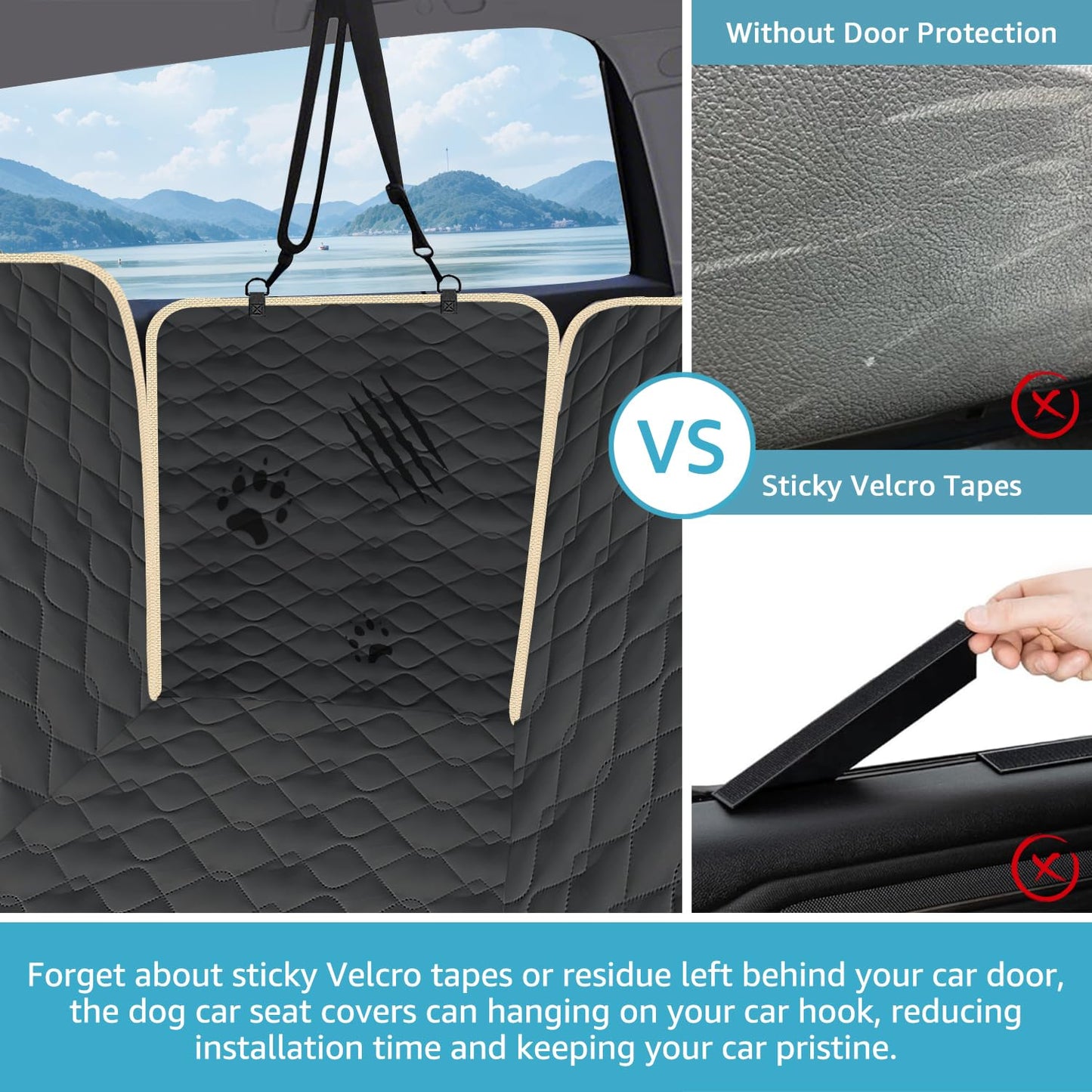Lassie XL Truck Dog Seat Cover Back Seat with 2 Seat Belts, Dog Seat