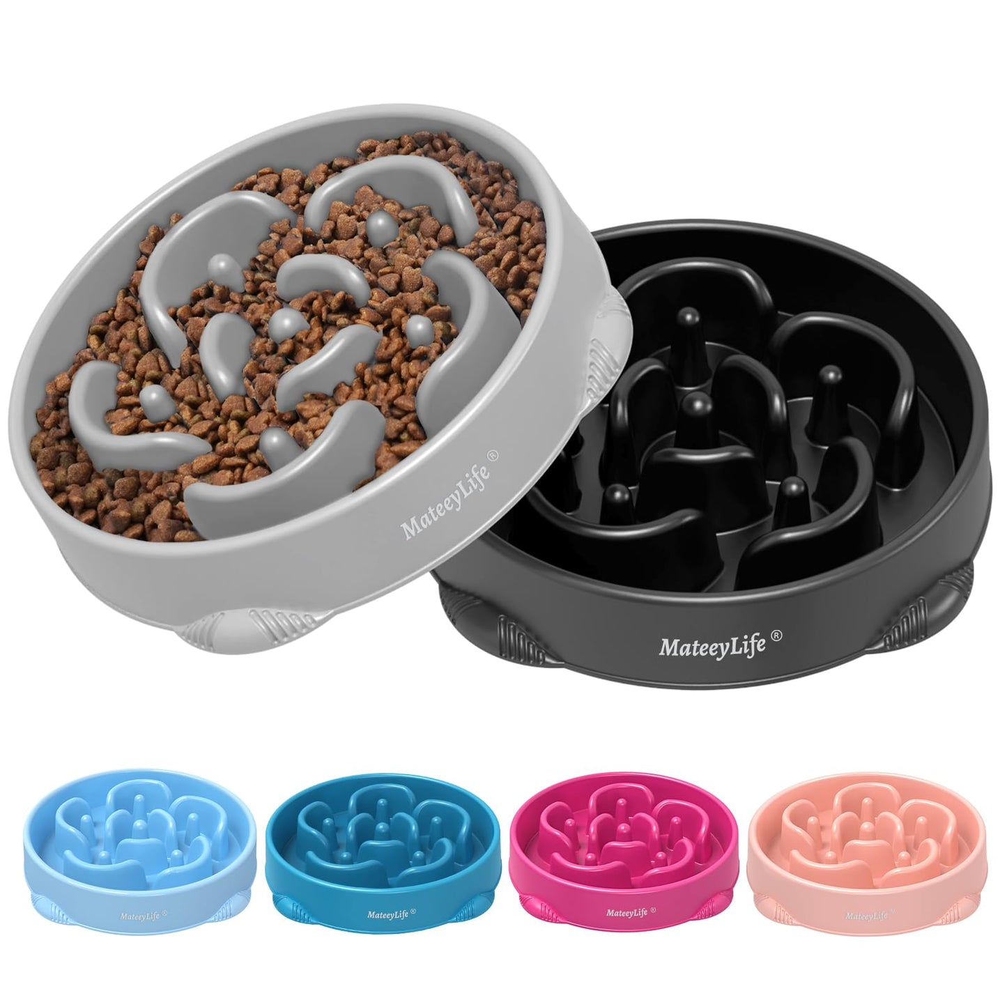 MateeyLife Large Slow Feeder Dog Bowls 2PCS, Anti-Choking Puzzle