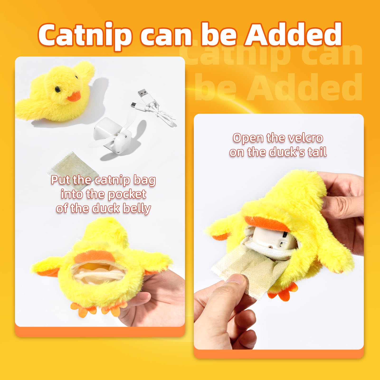 SmartTail Cat Toys Rechargeable Flapping Duck, Lifelike Quacking Toys
