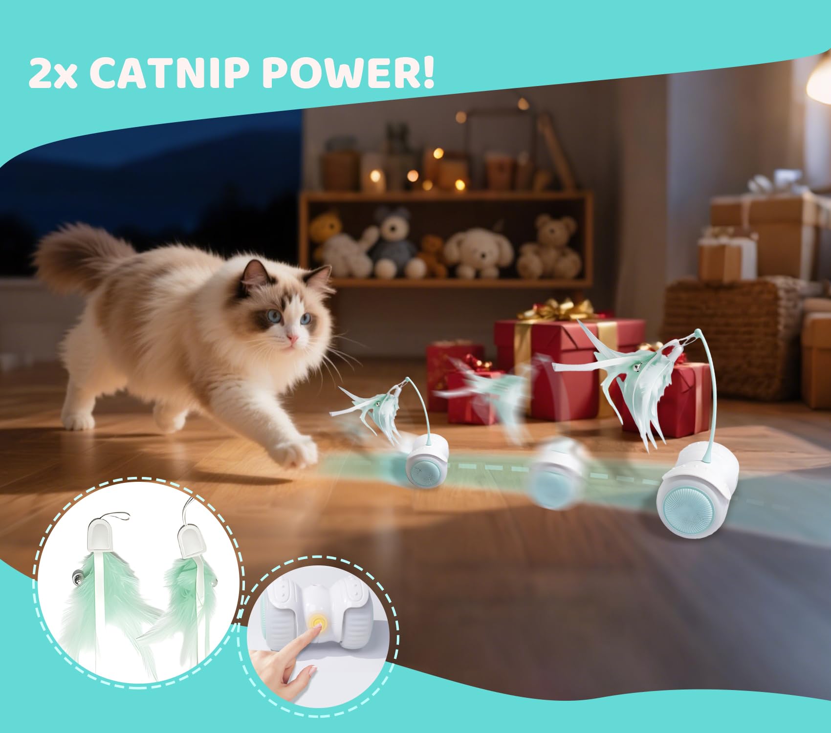 ZeLing HTL Remote Control Cat Toy with Auto Mode Interactive Cat Toy