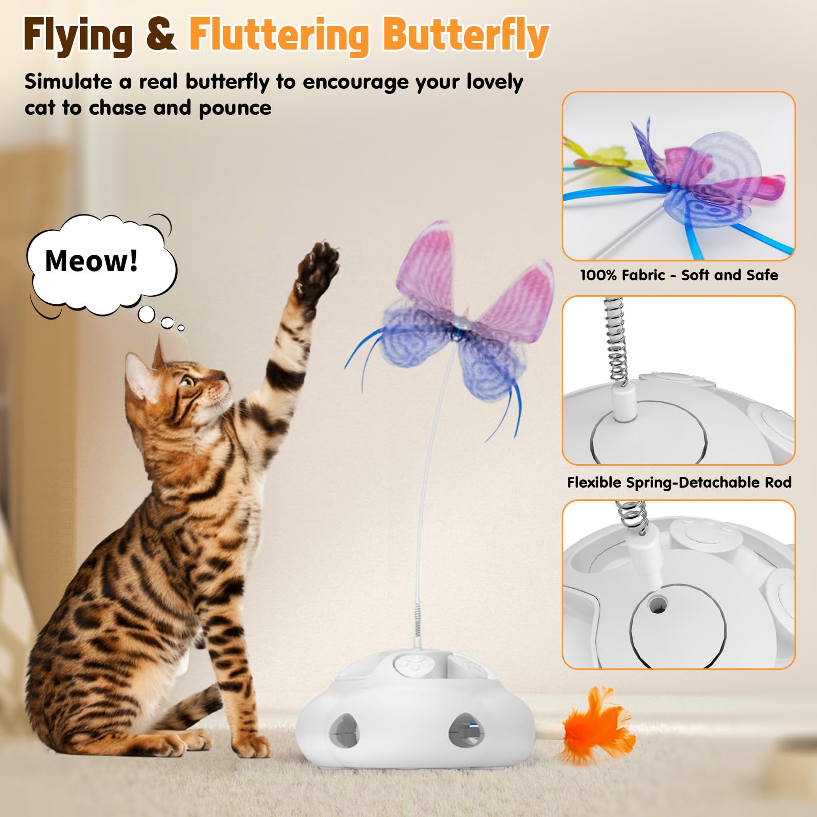 Crazydeer Interactive Cat Toys for Indoor Cats, 4in1 Pet Teaser Toy
