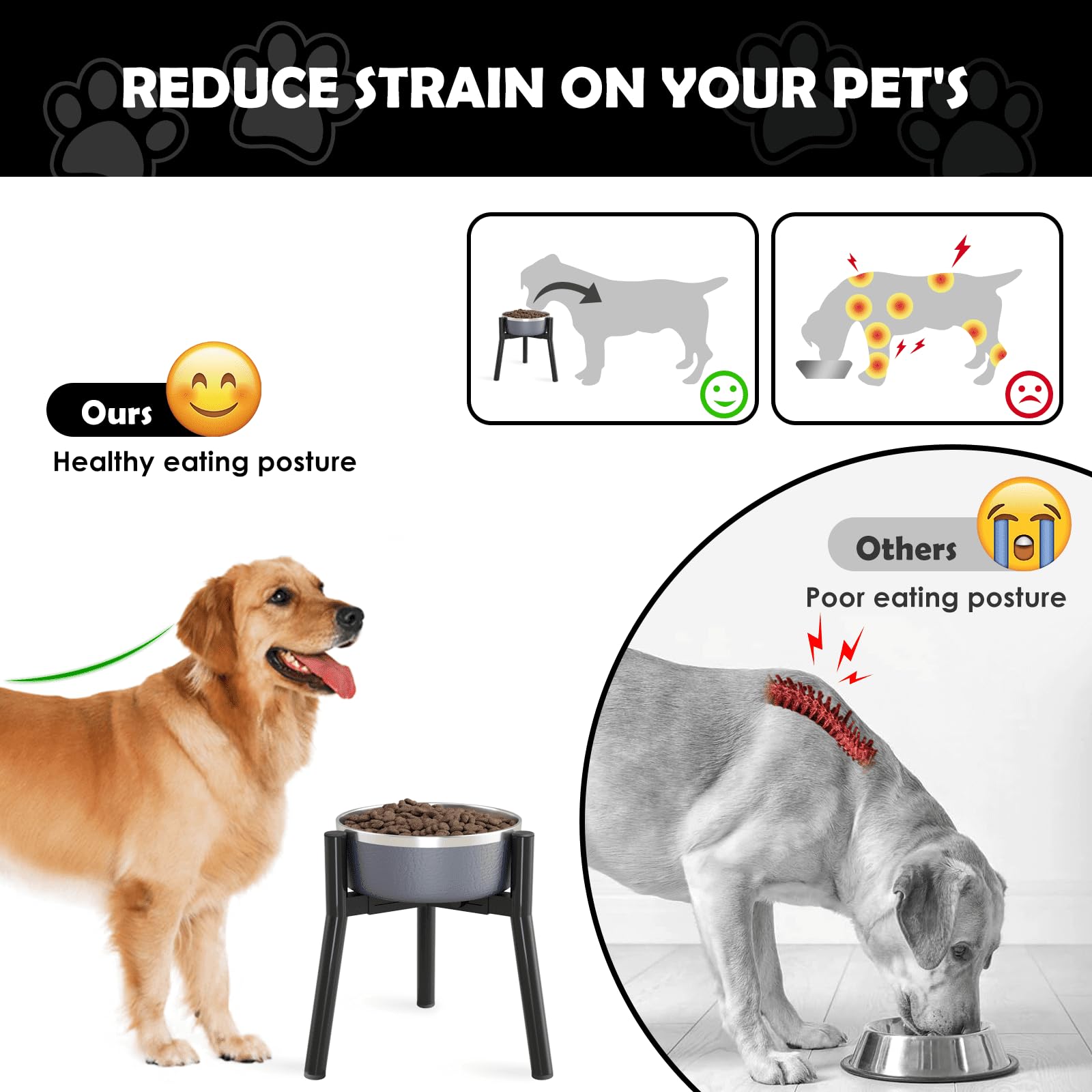 SHAINFUN Adjustable Dog Bowl Stand, Tall Elevated Feeder for Bowl