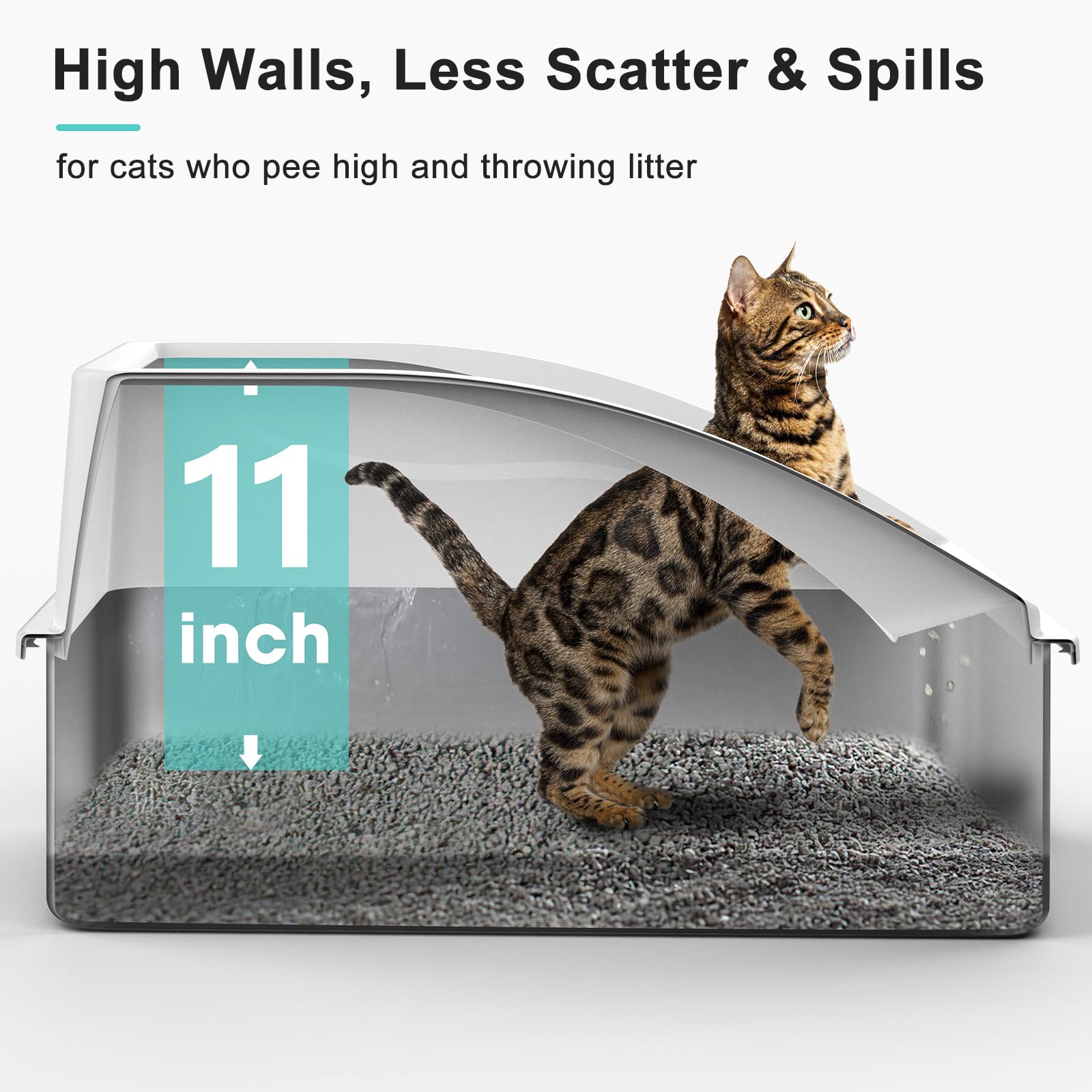 Stainless Steel Litter Box, XL Enclosed Cat Litter Boxes with Lid Mat