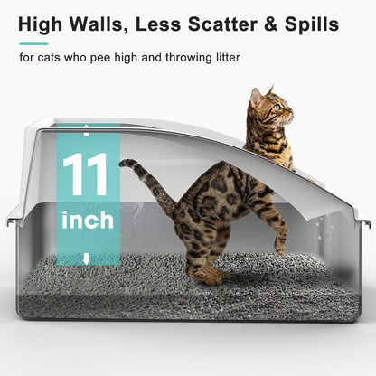 Stainless Steel Litter Box, XL Enclosed Cat Litter Boxes with Lid Mat