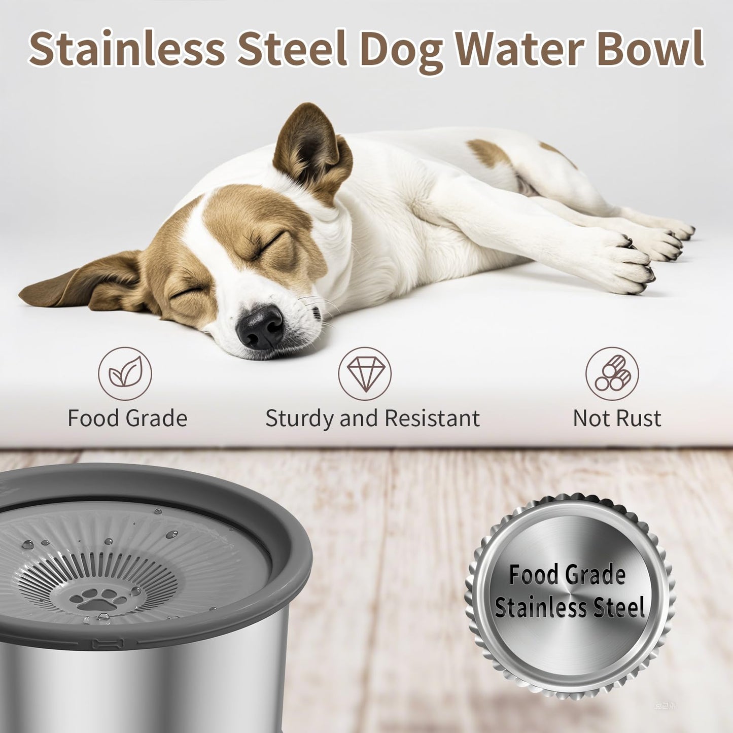 Dog Water Bowl No Spill Stainless Steel Water Bowl for Dogs No Mat