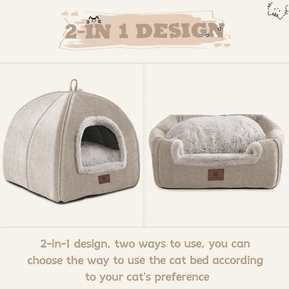 Cat Bed for Indoor Cats Cat House Cats Tent with Removable Bed