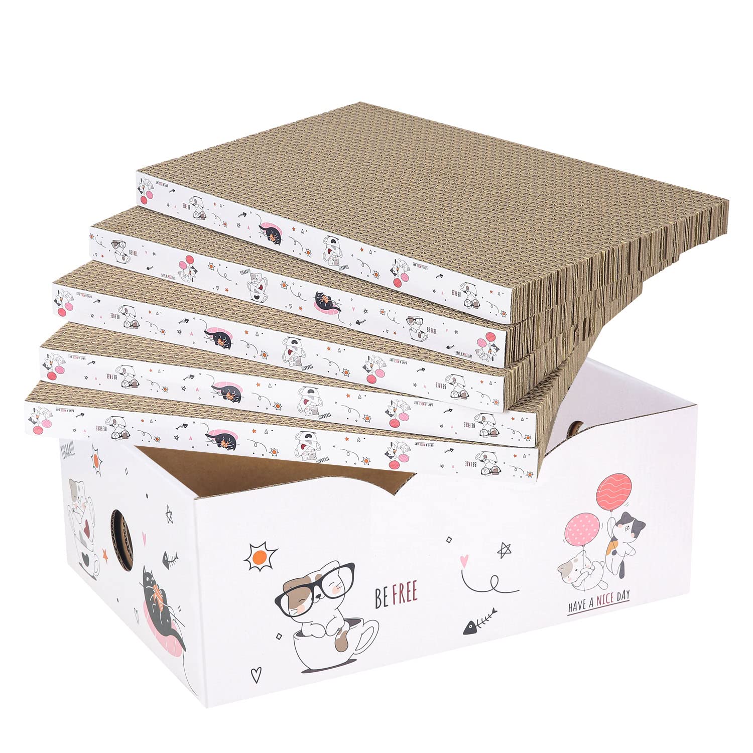 5 Packs in 1 Cat Scratch Pad with Box, Cat Scratcher