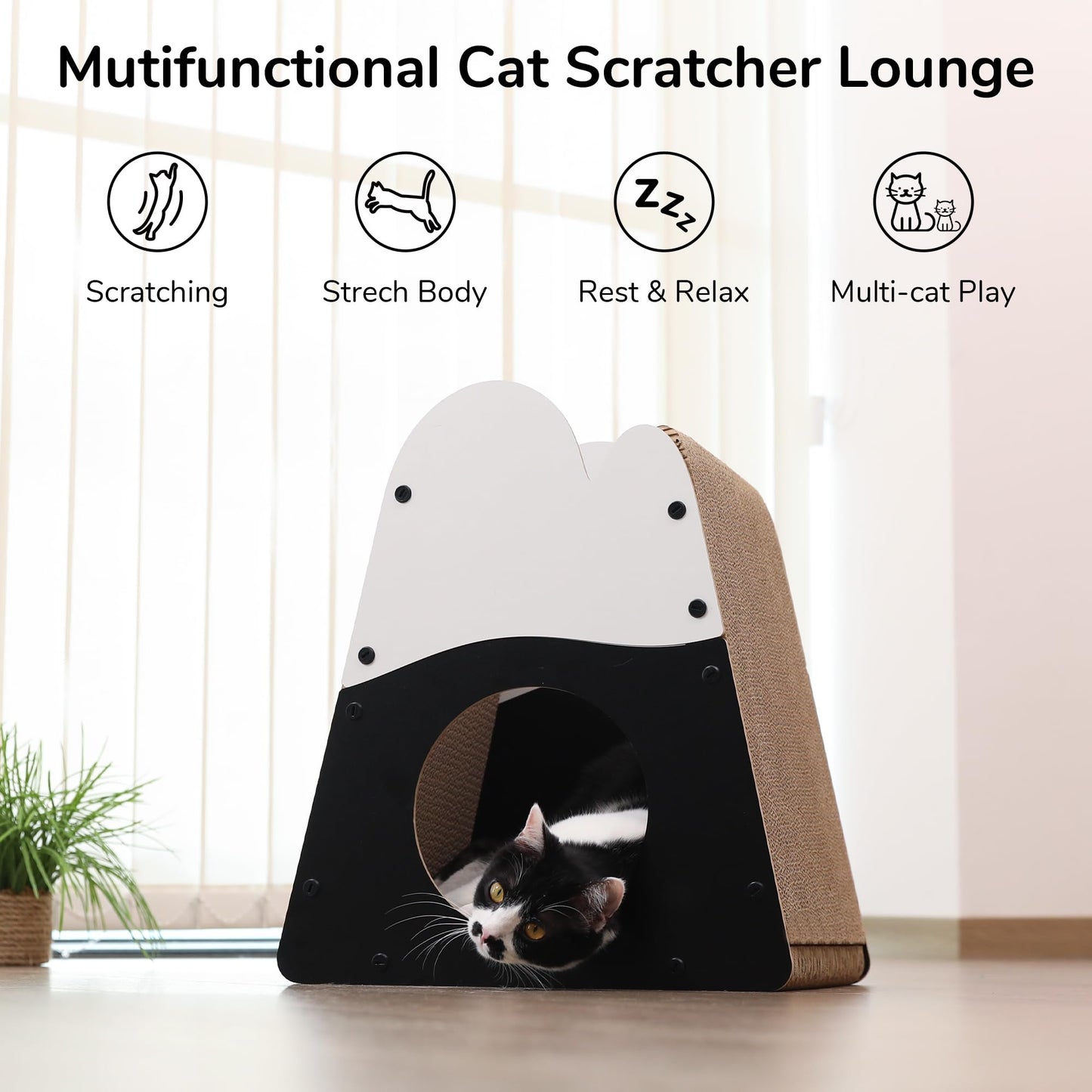 FUKUMARU Cat Scratcher House, Cozy Cardboard Cat Scratcher, House