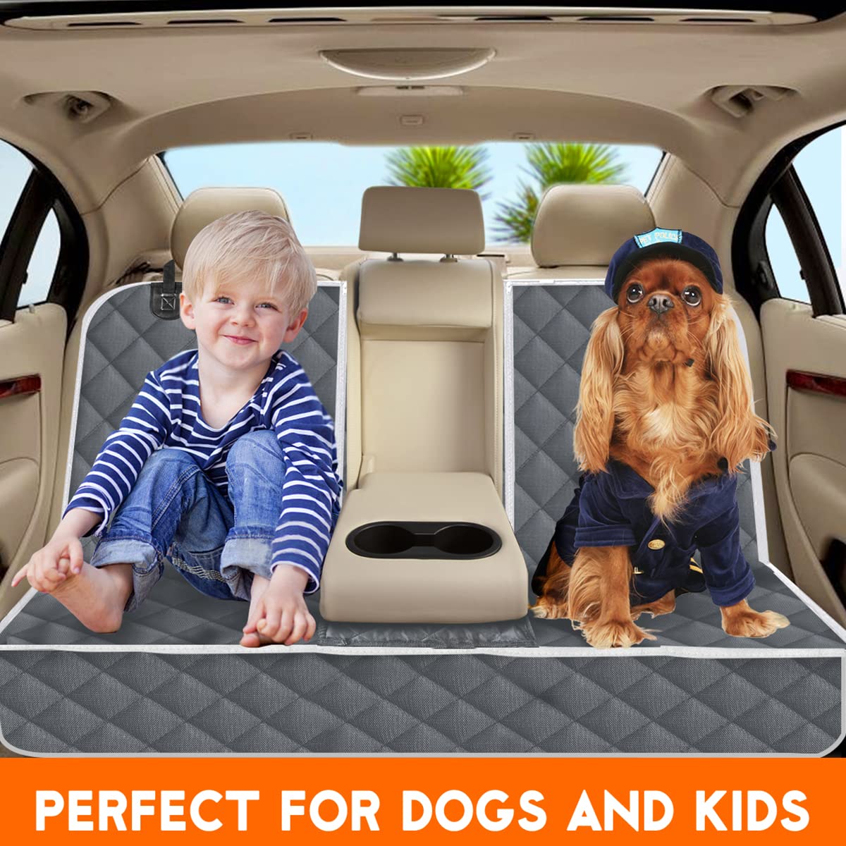 Yuntec Dog Car Cover for Back Seat Pet Protector Waterproof Bench Seat